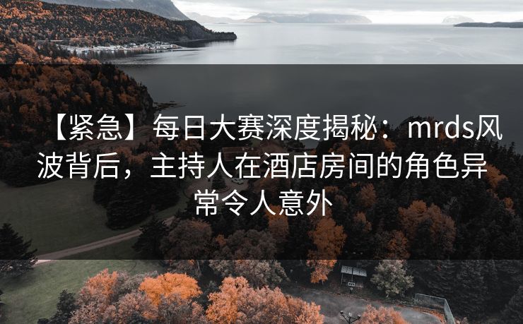 【紧急】每日大赛深度揭秘:mrds风波背后,主持人在酒店房间的角色异常令人意外 【紧急】每日大赛深度揭秘:mrds风波背后,主持人在酒店房间的角色异常令人意外