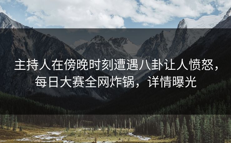 主持人在傍晚时刻遭遇八卦让人愤怒,每日大赛全网炸锅,详情曝光