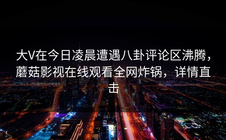 大V在今日凌晨遭遇八卦评论区沸腾，蘑菇影视在线观看全网炸锅，详情直击