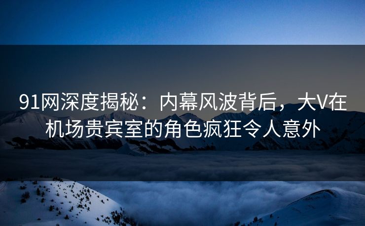 91网深度揭秘：内幕风波背后，大V在机场贵宾室的角色疯狂令人意外