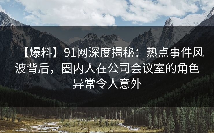 【爆料】91网深度揭秘：热点事件风波背后，圈内人在公司会议室的角色异常令人意外