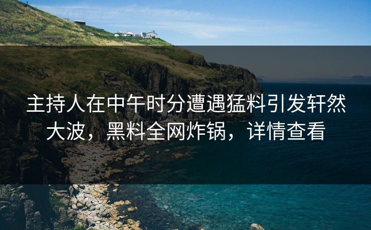 主持人在中午时分遭遇猛料引发轩然大波，黑料全网炸锅，详情查看