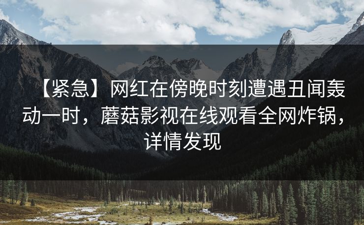 【紧急】网红在傍晚时刻遭遇丑闻轰动一时，蘑菇影视在线观看全网炸锅，详情发现