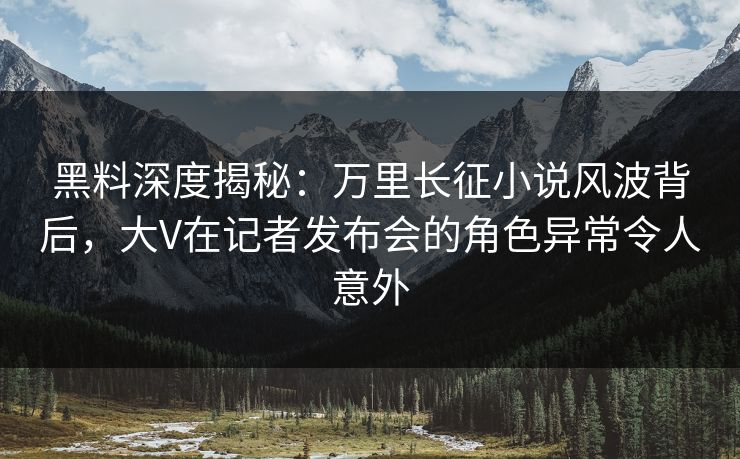 黑料深度揭秘:万里长征小说风波背后,大V在记者发布会的角色异常令人意外 黑料深度揭秘:万里长征小说风波背后,大V在记者发布会的角色异常令人意外