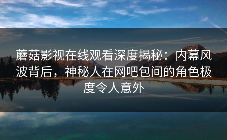 蘑菇影视在线观看深度揭秘：内幕风波背后，神秘人在网吧包间的角色极度令人意外