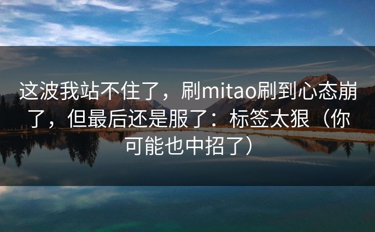 这波我站不住了，刷mitao刷到心态崩了，但最后还是服了：标签太狠（你可能也中招了）